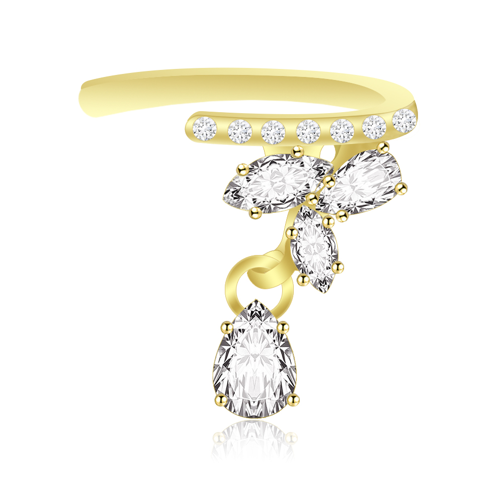 CZ Dangle Ear Cuff Earrings for Non-Pierced Ears